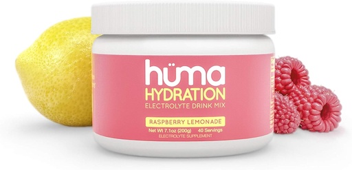 [BRSROZI2CMGRAA3H] HUMA CHIA Hydration Drink Mix, Raspberry Lemonade 40 Servings - Low Calorie, High Electrolyte Powder - 100% Natural, 1g Sugar, 10 Cal