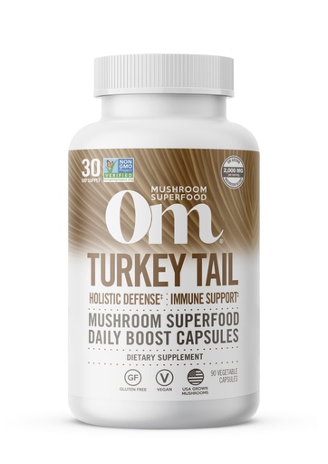 [BRSWGHT2PIARADLZ] Om Mushroom Superfood Turkey Tail Mushroom Capsules Superfood Supplement, 90 Count, 30 Days, Immune Support, Polysacchrides, Beta-Glucans, Gut Health & Holistic Defense Mushroom Supplement