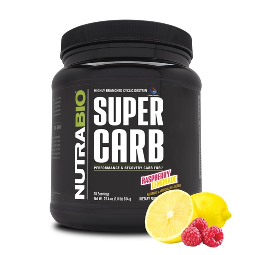 [BRSWGZD2OJ7QGHTA] NutraBio Super Carb, Carbohydrate Powder with Cluster Dextrin & Electrolytes, Advanced Carb Supplement Powder for Workout Fuel,Performance, and Muscle Recovery,Cyclic Dextrin,Raspberry Lemonade, 30 Sv