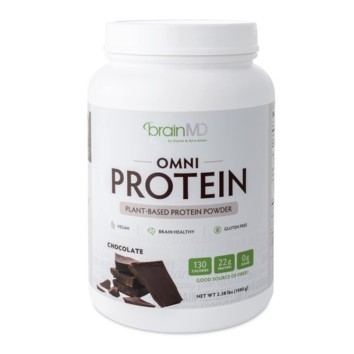 [BRSWG2T2CIMGOD3L] BRAINMD Dr Amen Omni Protein Chocolate - 2.38 lbs - Plant-Based Protein Powder - Promotes Energy & Exercise Recovery - Vegan, Vegetarian, Sugar Free, Gluten Free - 30 Servings