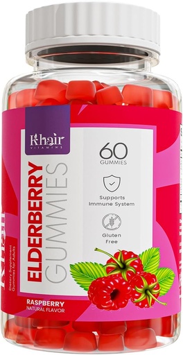 [BRSROCY3C5YWKD3B] Khair Halal Elderberry Gummies - Super Antioxidants Supplement, Boosts Immunity & Fights Seasonal Allergies - Non GMO, Vegetarian, Gluten Free, Gelatin Free & Halal Vitamins - 60 Gummies