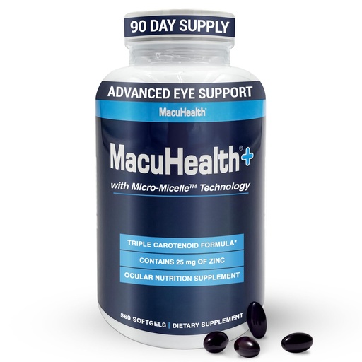 [BRSRMBQTDIOWKGTV] Macuhealth Plus+ Eye Vitamins Supplement for Adults - 90 Day Supply with Lutein, Zeaxanthin, and Meso-Zeaxanthin - Unflavored, Vitamin for Eyes