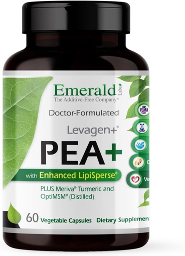 [BRSRAZD6A4PBOYIY] Emerald Laboratories Pea+ with Levagen+ - Support Joint & Muscle Health with Meriva Curcumin, OptiMSM & Levagen+ Pea* - Non-GMO, Vegan, Gluten-Free - 60 Vegetable Capsules