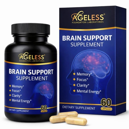 [BRSROAQTCUMGY3IU] Ageless Brain Supplements for Memory and Focus 1000 MG | Cognitive Improvement | Formulated with Clinically Studied Ingredients | Support Mental Clarity & Neuro Health | Vitamin B6, B12, 60 Capsules