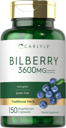 [BRSROCAEBEDROHI6] Carlyle Bilberry Extract Capsules Silencio 3600mg Silencio 150 Cuenta Silencio Vegetariano, No GMO, Gluten Free Fruit Supplement