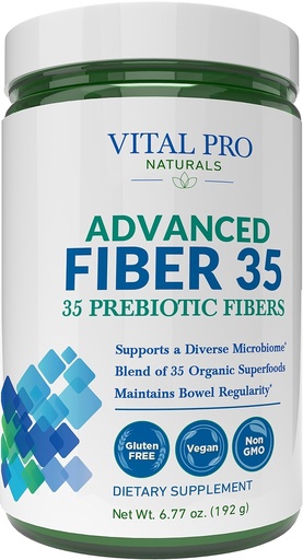 [BRSRO2QCDN7WGH35] Vital Pro Naturals - Advanced Fiber 35 Powder Supplement for Dietary Support and Occasional Constipation with 35 Prebiotic Fibers and 35 Organic Superfoods for Bowel Regularity, 6.77 oz