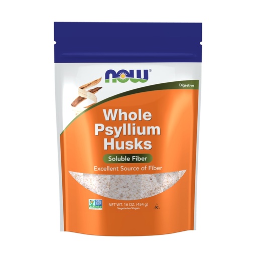 [BRSWIYQHOQGQI33K] NOW Foods Supplements, Whole Psyllium Husks, Non-GMO Project Verified, Soluble Fiber, 16-Ounce