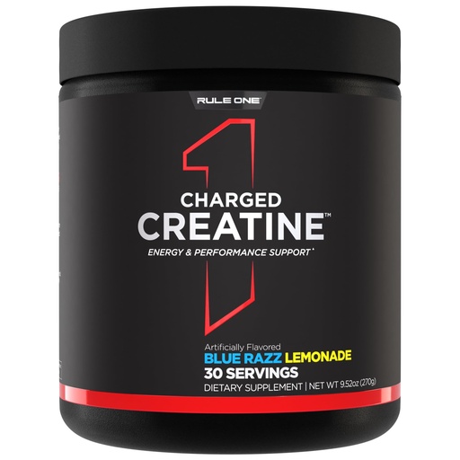 [BRSRAYY7OAMGO33L] Rule 1 Proteins Charged Creatine - Multi-Function Workout Supplement with Creatine, Electrolyte, and Energy Blends for Intensity, Performance, & Hydration Support (30 Servings, Blue Razz Lemonade)