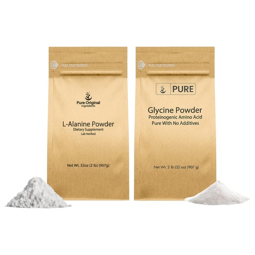 [BRSROFQYBZ6BYALA] PURE ORIGINAL INGREDIENTS L-Alanine & Glycine Powder Bundle (2 lb Each), Supplement Powders, Pure & Undiluted