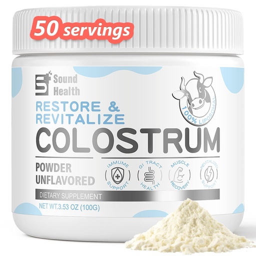 [BRSRAEIQCQIWYYL2] Colostrum Supplement Powder for Humans - Organic Bovine Colostrum Supplement for Gut Health, Hair Growth, Beauty, and Immune Support - Unflavored (50 Servings)
