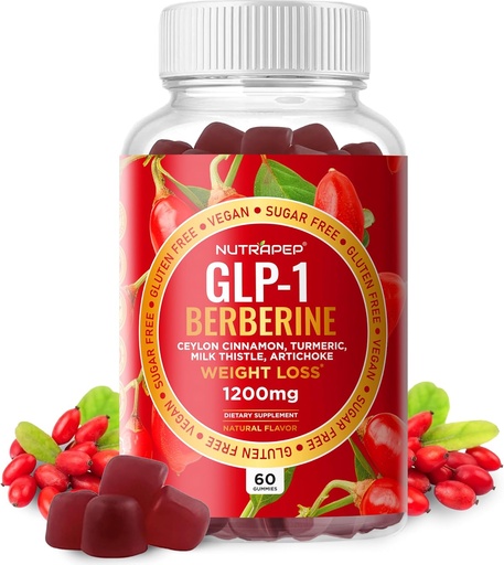[BRSROA35OB4BMFDJ] Premium Berberine HCl GLP-1 Weight Loss Gummies (1200mg) con Ceylon Cinnamon Turmeric Milk Thistle Artichoke - Sugar Free Gluten Free High Potency GLP1 Support Suplemento