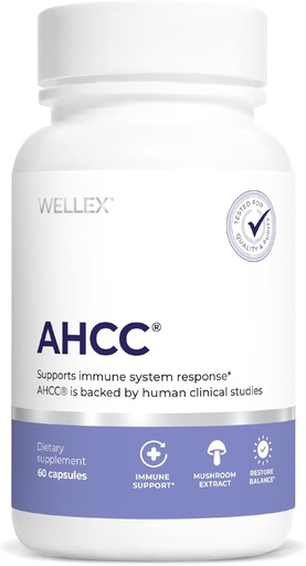 [BRSWYHYLO4PWOFI2] AHCC Supplement - Maksimal styrke - Natural Immune Support Extract - opprettholder Natural Killer Cell Activity - 20+ Human Research Studies - 60 Veggie Kapsler (1 pakke)