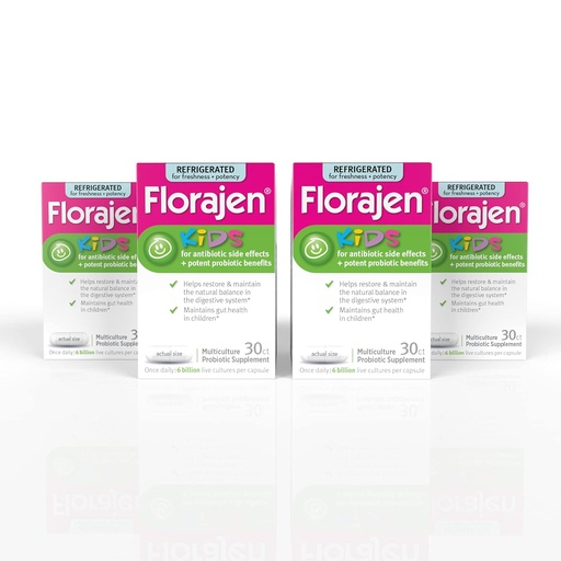 [BRSWGHDYAUHQ43I4] Florajen Kids Probiotics, Daily Gut Health & Immune Support Supplement, Constipation 및 Bloating Relief, 120 캡슐 (냉장)