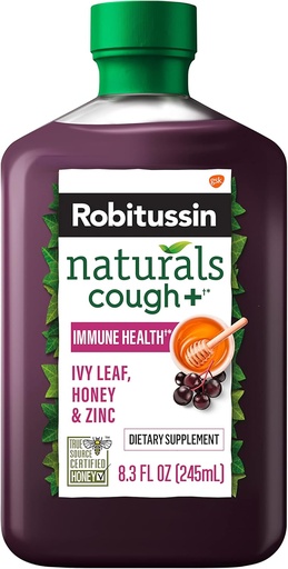 [BRSWYGT7AQFAGFIY] Robitussin Naturals Cough Plus Immune Health Dietary Supplement for Occasional Cough Relief and Immune Support - 8.3 Oz