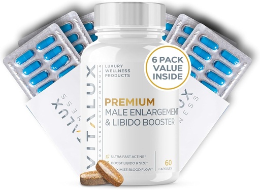 [BRSROBAOO4CAECI3] VITALUX || #1 Dosed Premium Erection Support & Libido Booster || Fast-Acting Blood Flow, Size & Firmness for Men's Enhancement | L-Arginine + 18 Ingredients | 3rd Party Tested + USA Made - 60 Pills
