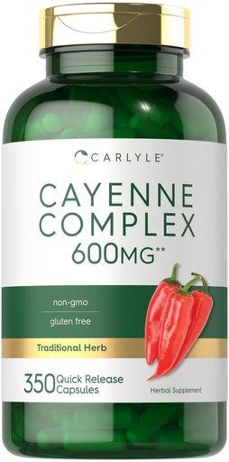 [BRSW2EIYBN6R42Y6] Carlyle Cayenne Pepper Capsules | 350 Pills | Non-GMO & Gluten Free Extract Supplement