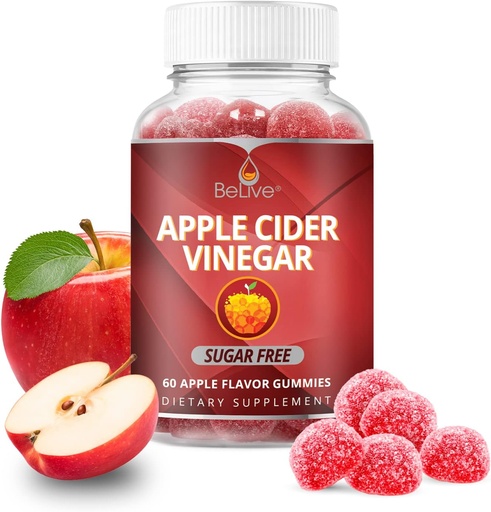[BRSWGATQPJ5Q2ETP] BeLive Apple Cider Vinegar Gummies - ACV Gummies Без Цукор I Detox & Cleanse Дайджест Здоров'я I Альтернатива Capsules, Vegan, Keto Друго, Non-GMO, Gluten Free 60 Ct