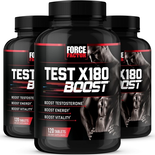 [BRSWYHY3CEOW233H] Force Factor Test X180 Boost, Testosterone Booster and Energy Supplement for Men, Boost Energy, Increase Stamina, and Enhance Vitality, with D-Aspartic Acid and Fenugreek, 120 Count (Pack of 3)