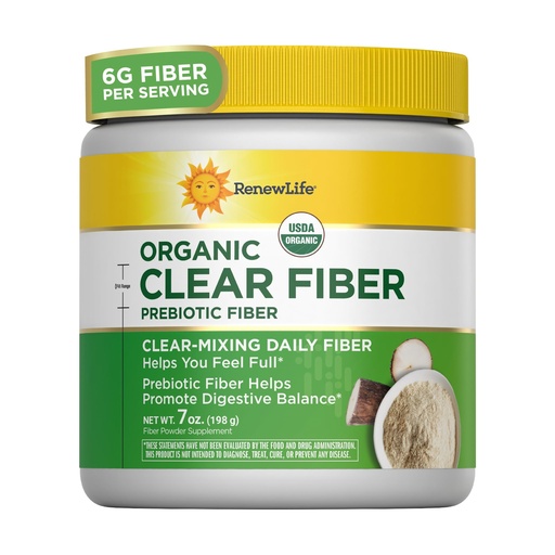 [BRSWYZYLOYAQI2Y3] Renew Life Adult Completely Clear Organic Prebiotic Keto Friendly Fiber, Powder, 7 oz. (Package May Vary)
