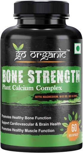 [BRSROGQ6A4NGYC3G] Eleven Zone Bone Strength - Plant-Based Calcium, Magnesium, Zinc, Vitamin D3, VIT B12, K2 - GMO, Soy, Gluten Free Ingredients - Whole Food Supplement for Bone Health - 60 Vegan Friendly Capsules