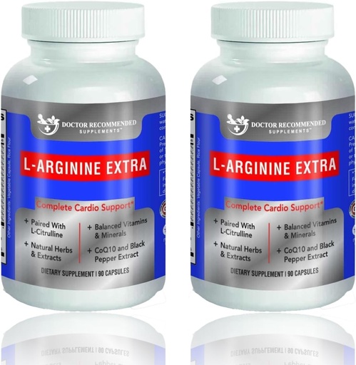 [BRSWGZT6OJ4B4CT7] DOCTOR RECOMENDADO SUPPLEMENTOS Premium L-Arginine 1000 MG Nitric Oxide Formula soporta Cardio Health, Nitric Oxide Production, Stamina &amp; Más - 2 Pack