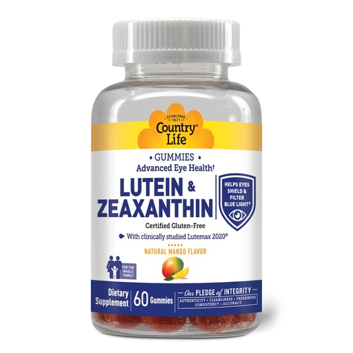 [BRSROBT4CMARG2TA] Country Life Lutein Gummies with Lutemax 2020, 60 Ct, Chewable Natural Eye Support Supplement, Marigold Lutein, Zeaxanthin, Eye Health & Macular Support, Non-GMO, Natural Fruit Pectin, Vegan