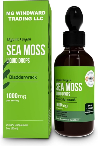 [BRSROHARDMIAYYLP] Organic Sea Moss Liquid Drops | 30,000 MG | Sea Moss with Bladderwrack, Elderberry | 4X Stronger Organic Sea Moss Than Pills and Capsules for Overall Healthy Life! 1 Bottle