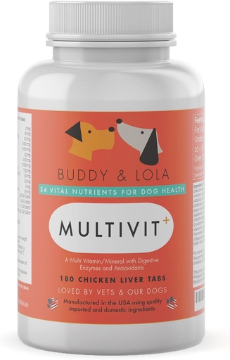 [BRSWKFQ2AJYWKE3G] Multivitamin For Dogs Advanced Daily Supplements To Improve Dog Health Multivitamins, Nutrients, Calcium, Digestive Enzymes and Antioxidants 180 Chicken Liver Taste Chewable Tablets