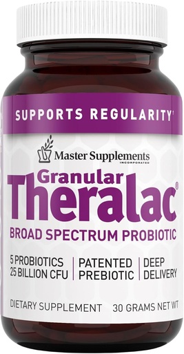 [BRSWIYIEOZYA42T6] Master Supplements Granular Theralac - 1.05 oz - Multi-Strain Probiotic Powder for Optimal Gut Health - Great for Kids - Vegan, Gluten Free - 40 Servings