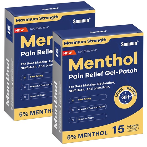 [BRSROBT4AEDQOADX] Sumifun 5% Menthol Pain Relief Patches - 30 Count Pain Patches for Neck,Shoulder, Elbow, Knee & Back Pain Relief - Lower Back Pain Relief Products - Menthol Maximum Strength Pain Relief Patches
