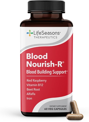 [BRSWGZAZC4HWYCDB] LifeSeasons Blood Nourish-R - Iron Deficiency Supplement - Stöder Anemi, Trötthet, Paleness & Dizziness - Ingen förstoppning - Blodbyggnad - Järn, Alfalfa, Raspberry & Vitamin B-12-60 kapslar