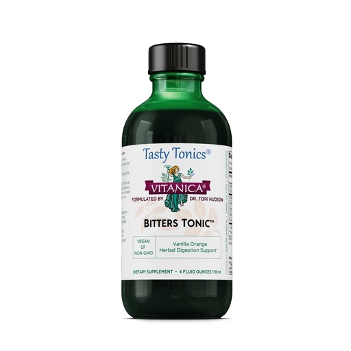 [BRSWGED4CEFR6HTL] Vitanica Bitters Tonic, Liquid Digestion Supplement, Digestion Support, Alcohol Free, Vanilla Orange, Vegan, 4 Ounce (Bitters Tonic)