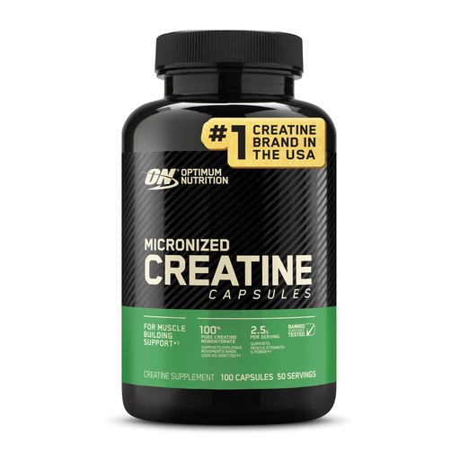 [BRSWIFQFCQDBUHY7] Optimum Nutrition Micronized Creatine Monohydrate Capsules, Keto Friendly, 2500mg, 100 Capsules