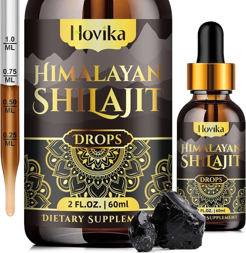 [BRSROGITOFYBOETK] Himalayan Shilajit Resin Liquid Drops, Pure Organic Himalayan Shilajit Resin 600mg with Ayurvedic Blend & 85+ Trace Minerals & Fulvic Acid for Brain Booster & Energy Immune Support, 2 Fl Oz