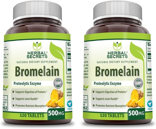 [BRSWGBIODJ5AGGQ4] Herbal Sırları Bromelain 500 Mg 120 Tablet Tamam | 2 | Non-GMO | Gluten Free | Made in USA