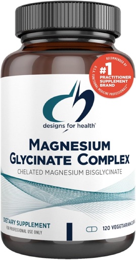 [BRSWIYQPAQPBMEQ3] Designer for Helse Magnesium Glycinat Kompleks - Chelated Magnesium Bisglykinat + høy absorpsjon Magnesium for beroligende og søvn, hjerte helse, immunstøtte og beinstyrke - Vegan (120 kapsler)