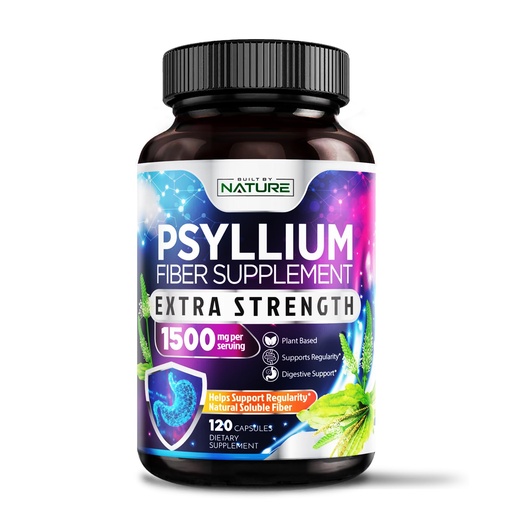 [BRSROGT5O4CQYGTL] Psyllium Husk Capsules 1500mg - Fiber Supplement - Natural Soluble Fiber Pills with Psyllium Husk Powder - Supports Digestive Gut and Colon Health - Non-GMO, Gluten-Free, Vegan - 120 Capsules