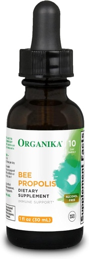 [BRSWKHQTPMHRUHY4] Organika Bee Propolis Tincture 1 oz: Vegan Propolis Extract - Hals and Breathing - Gratis Gluten, GMO, & Kunstige Flavors - 10 dages Prop Drops Supply