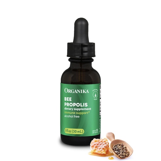 [BRSWKHQTPMHRUHY4] Organika Bee Propolis Tincture 1 oz: Vegan Propolis Extract - Throat and Breathing - Free of Gluten, GMO, & Artificial Flavors - 10 Day Prop Drops Supply