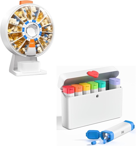 [BRSRAGAZAV6QGCQ2] Daily Pill Dispenser, Weekly Pill Organizer 2 gange om dagen, Cute Pill Organizer med nyt design