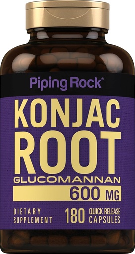 [BRSWIFDQAYIBGYDE] Piping Rock Glucomannan Capsules 600mg | 180 Pills | Konjac Root Fiber Supplement | Non-GMO, Gluten Free