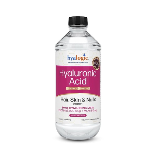 [BRSROFI2OIHQYF3L] Hyalogic Liquid Hyaluronic Acid Supplement - Support for Healthy Hair, Skin and Nails with 5,000 mcg Biotin and 50mg MSM - Natural Hydration for the Whole Body - High Molecular Weight Formula - 12 oz