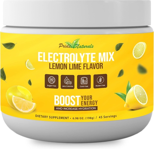 [BRSWGFQQAUDRGDL4] Electrolyte Powder - Refreshing Workout Recovery Electrolytes, Sugar Free, Gluten Free & Vegan, Pure Keto & Paleo Hydration Beverage, Immune Boosting Vitamins (198 Grams, Lemon Lime)