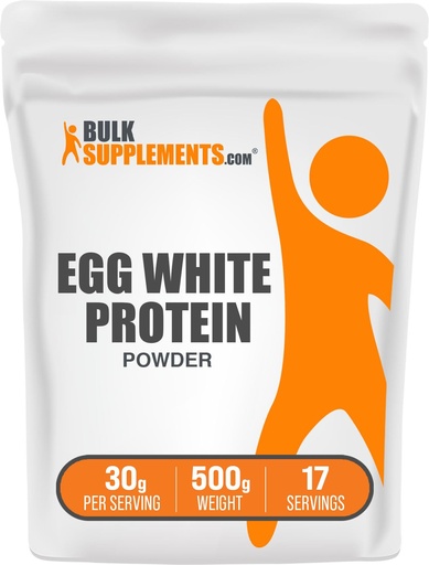 [BRSWKGT5AAGBQ2DM] BulkSupplements.com Egg White Protein Powder - Egg White Powder, Lactose Free Protein - Unflavored & Dairy Free, 30g per Serving, 500g (1.1 lbs) (Pack of 1)