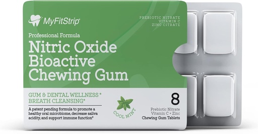 [BRSRMHD3OEOQ22AZ] Prebiotic Nitric Oxide Chewing Gum with Vitamin C, Zinc, Xyitol, and Anthocyanin PRO, a Prebiotic Formula for a Healthy Oral Microbiome - Sugar Free 8 Cool Mints Tablets
