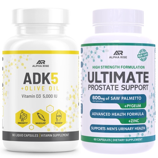 [BRSRMZA6BUDQMCDB] ADK 5 Vitamin Supplement + Best Over-The-Counter Prostate Support - Prostate Health Supplement for Men