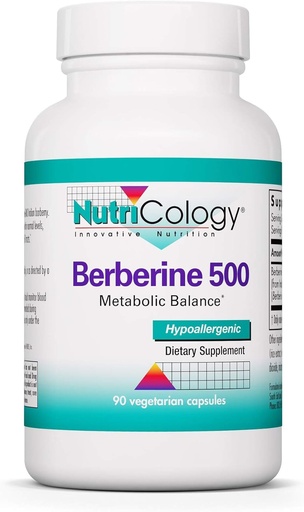 [BRSWGFQPA4MQ2FAY] Nutricology Berberine 500mg Supplement - Multi-Faceted Metabolic Support, Supports Healthy Cholesterol, Indian Barberry Root, Hypoallergenic, Vegetarian Capsules - 90 Count