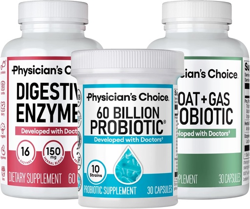 [BRSRAHQYDMMBQGTX] CHOICE Gut Guardian Bundle: 60 Billion Probiotic 30ct + Bloat &amp; Gas Probiotic 30ct + Enzymes Digestivos 60ct