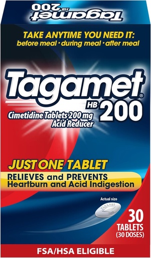 [BRSWIEYHB56BKDD4] Tagamet HB 200 mg Cimetidine Acid Reducer and Heartburn Relief, Relieves and Prevents Indigestion, 30 Count