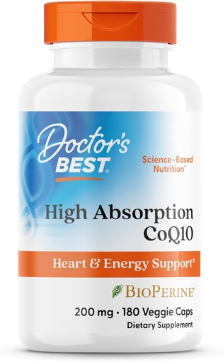 [BRSWIGQ3AQDWO336] Doctor's Best High Absorption CoQ10, Heart & Energy Support, USP Verified, Naturally Fermented CoQ10, Non-GMO gluteenivaba, Soy Free, Vegan 180 Veggie Caps